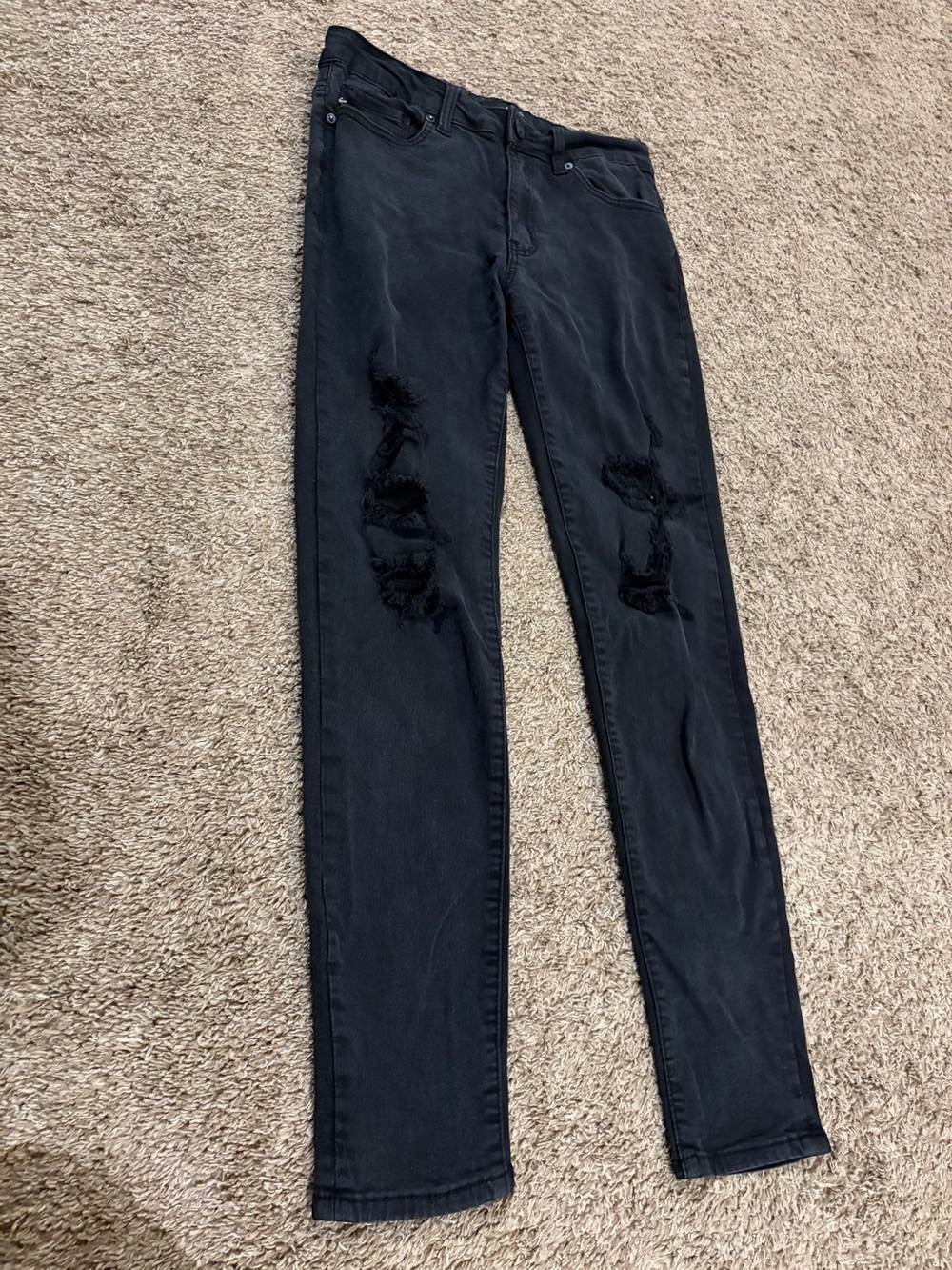 KanCan Women's Mid Rise Destroyed Black Skinny Jeans Size 11/29